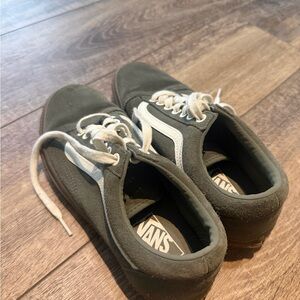 Vans Olive Green Suede Low-Top Sneakers with White Stripe